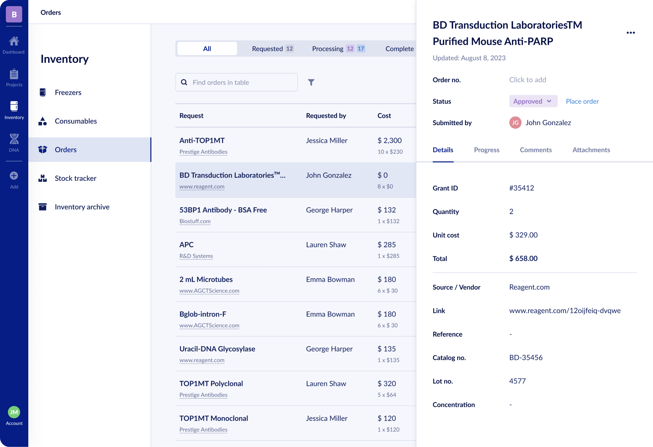 Easily manage and submit orders